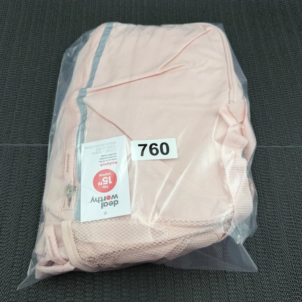 Deal Worthy Light Pink 15 Inch Laptop Backpack Recycled Polyester 069105819